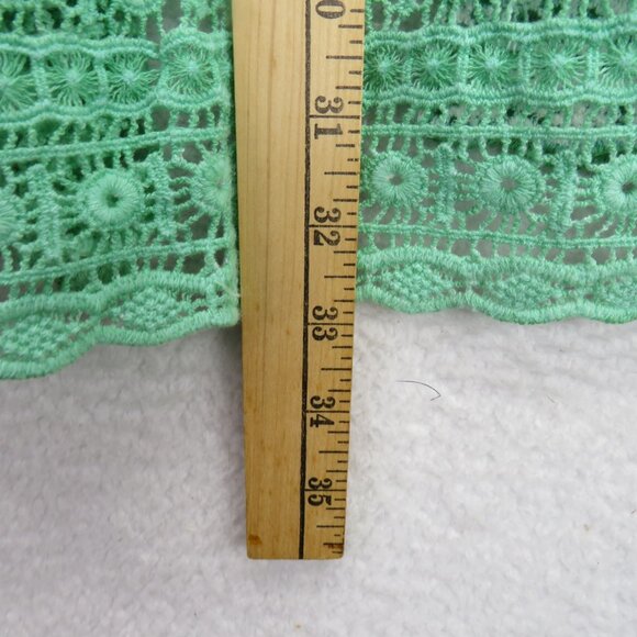 Chicos Jacket Large Blue Green Open Front Boho Lace Trim Lightweight Kimono - Picture 10 of 10